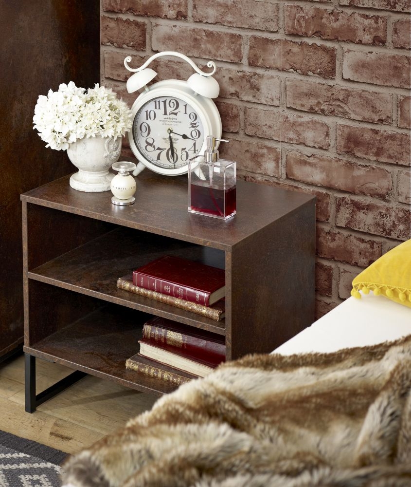 Product photograph of Diego Copper And Black Midi Bedside Table from Choice Furniture Superstore.