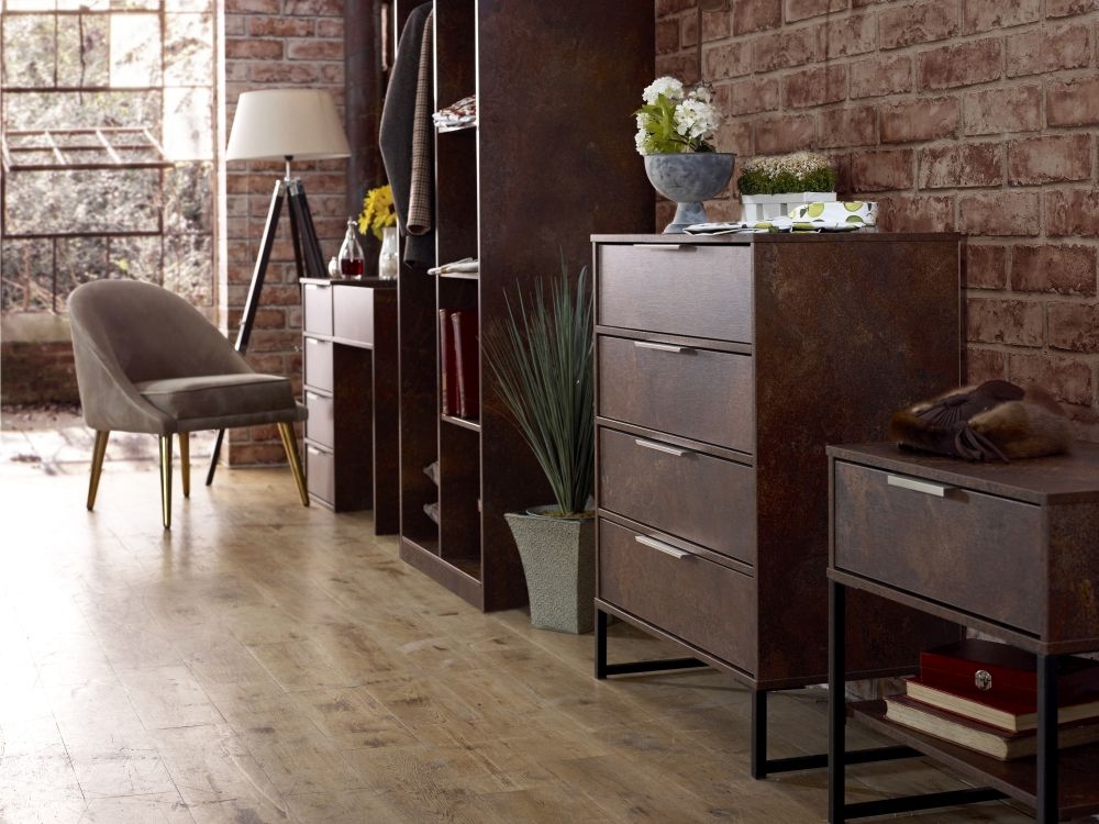 Product photograph of Diego Copper And Black 4 Drawer Chest from Choice Furniture Superstore.