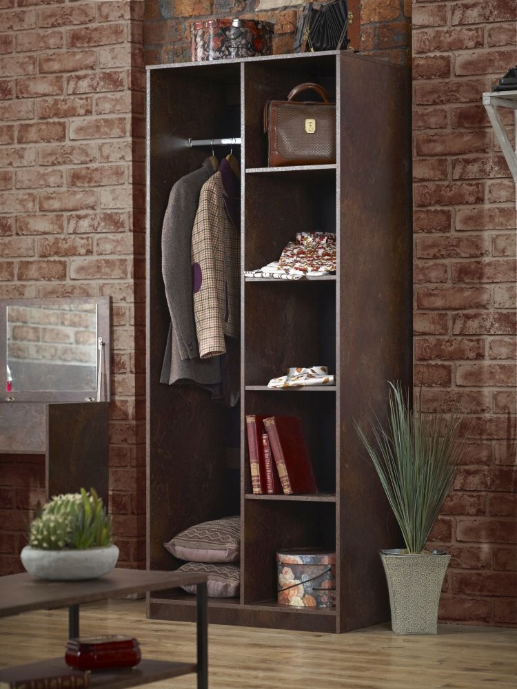 Product photograph of Diego Copper And Black Front Open Shelf Wardrobe from Choice Furniture Superstore.