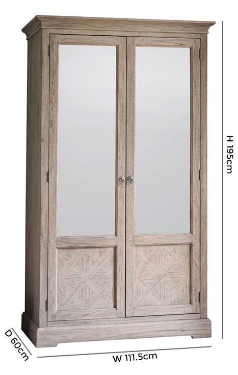 Product photograph of Mustique Wooden 2 Mirror Door Wardrobe from Choice Furniture Superstore.