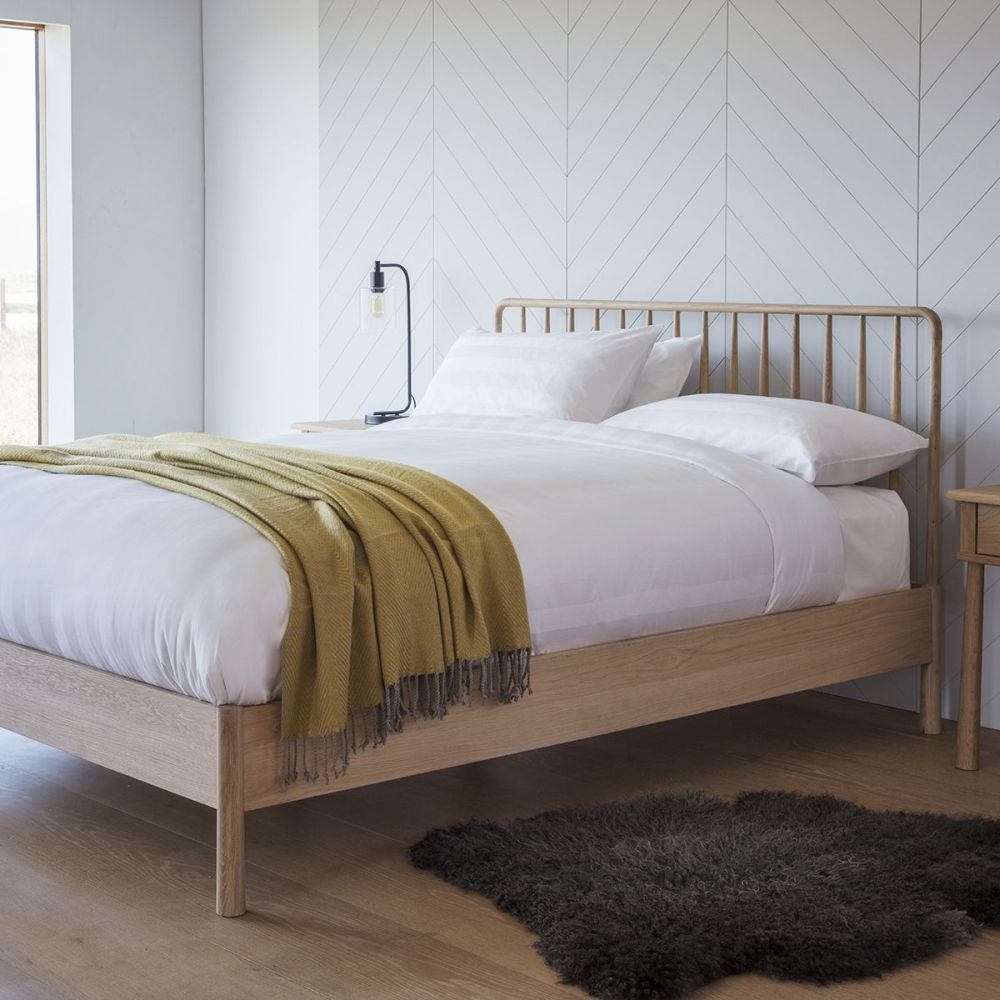 Product photograph of Wycombe Oak Spindle Bed - Comes In Double King And Queen Size from Choice Furniture Superstore.