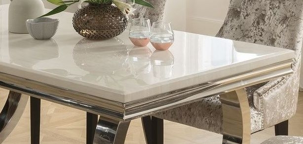 Product photograph of Vida Living Arianna 180cm Cream Marble Dining Table - 6 Seater from Choice Furniture Superstore.