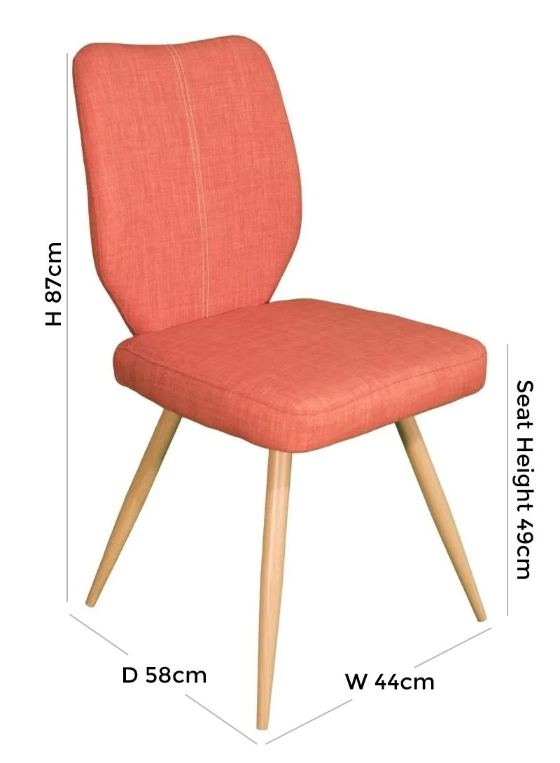 Product photograph of Enka Orange Fabric Dining Chair Sold In Pairs from Choice Furniture Superstore.