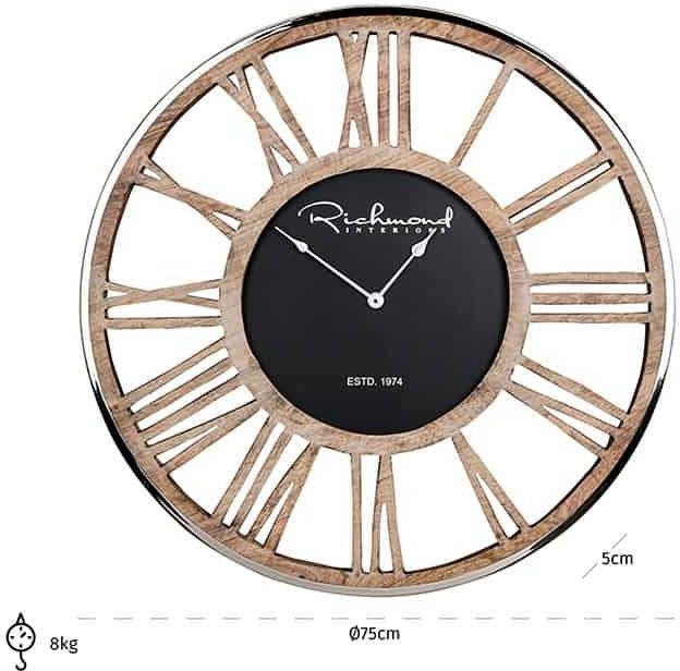Product photograph of Johnson Skeleton Round Clock from Choice Furniture Superstore.