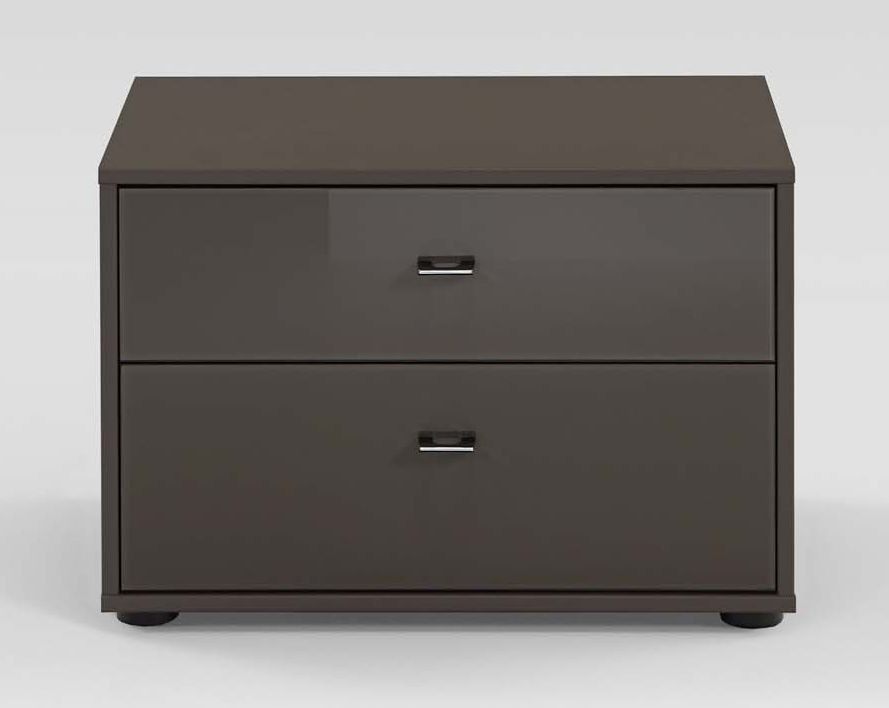 Product photograph of Tokio 2 Drawer Bedside Cabinet With Glass Front from Choice Furniture Superstore.