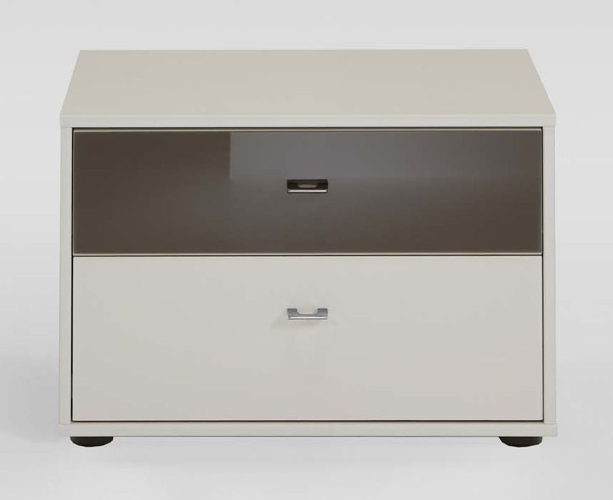 Product photograph of Tokio 2 Drawer Bedside Cabinet With Alpine White Or Glass Top Drawer from Choice Furniture Superstore.