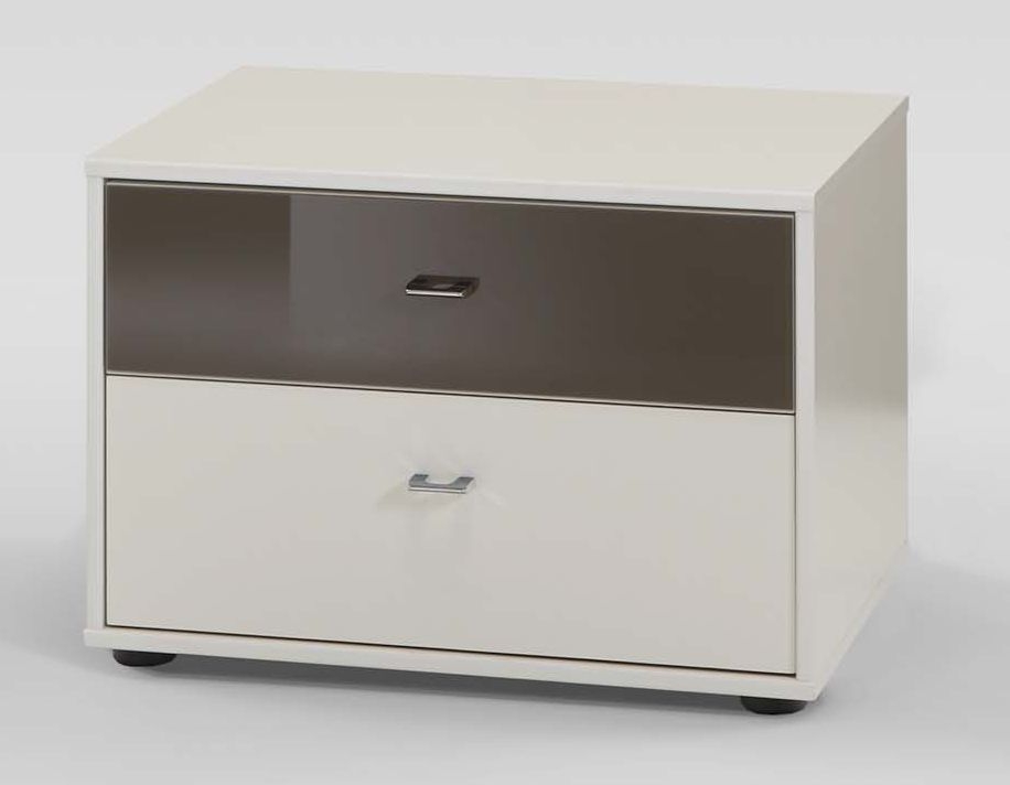 Product photograph of Tokio 2 Drawer Bedside Cabinet With Alpine White Or Glass Top Drawer from Choice Furniture Superstore.