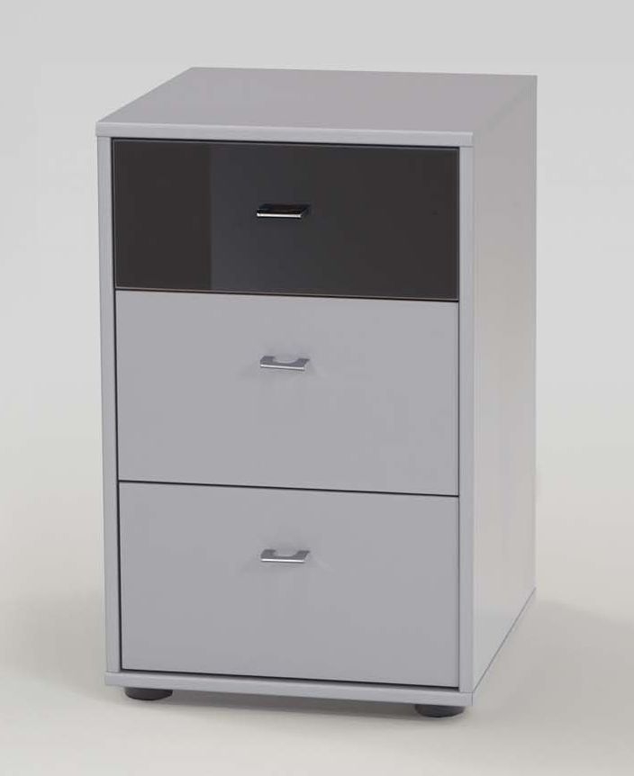 Product photograph of Tokio 3 Drawer Bedside Cabinet With Alpine White Or Glass Top Drawer from Choice Furniture Superstore.