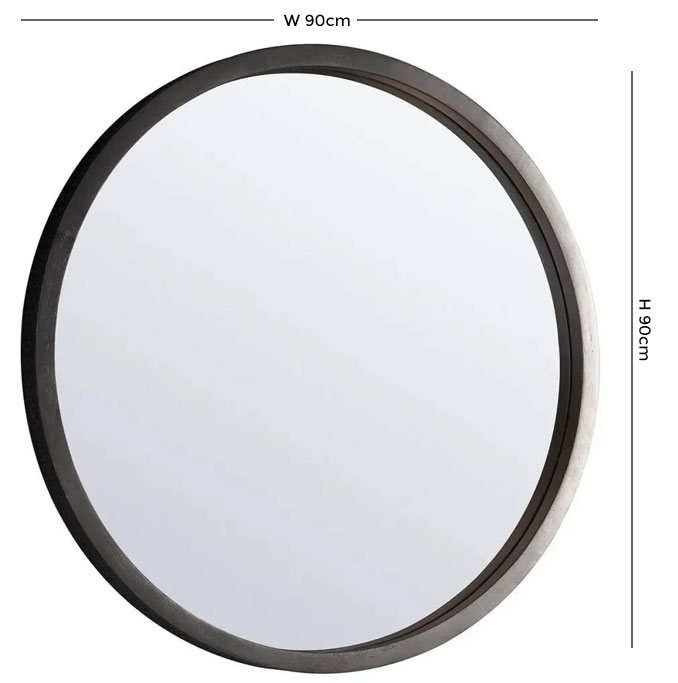 Product photograph of Boho Boutique Black Wood Round Wall Mirror - 90cm X 90cm from Choice Furniture Superstore.