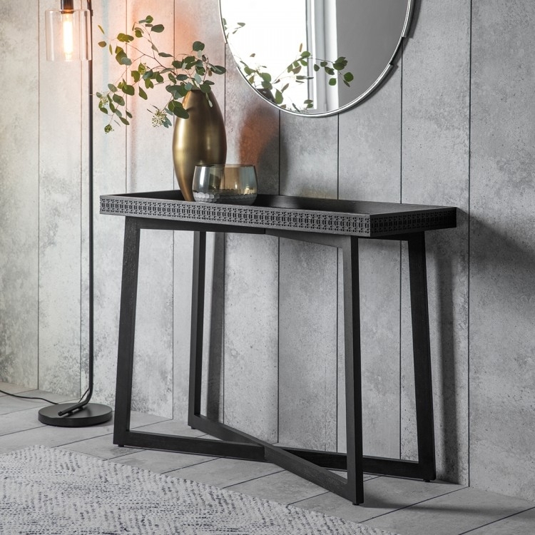 Product photograph of Kingston Boutique Black Mango Wood Console Table from Choice Furniture Superstore.