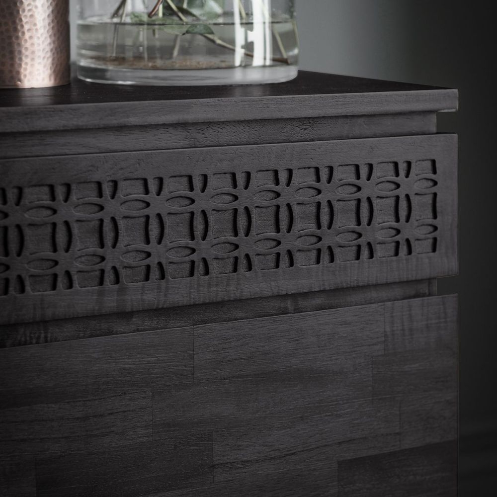 Product photograph of Kingston Boutique Black Mango Wood 3 Door 2 Drawer Sideboard from Choice Furniture Superstore.
