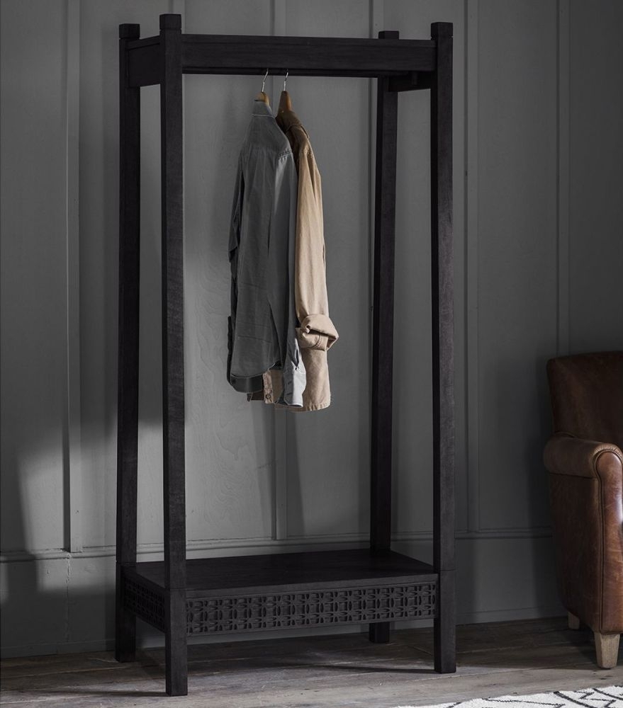 Product photograph of Boho Boutique Black Wood Open Wardrobe from Choice Furniture Superstore.