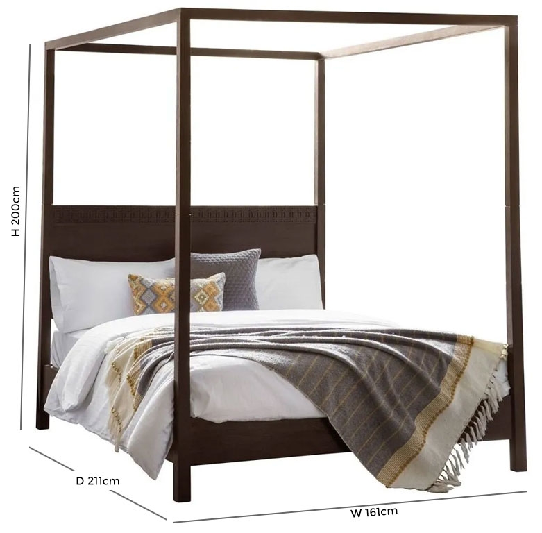 Product photograph of Boho Retreat Chocolate Mango Wood 4 Poster Bed - Comes In King And Queen Size from Choice Furniture Superstore.