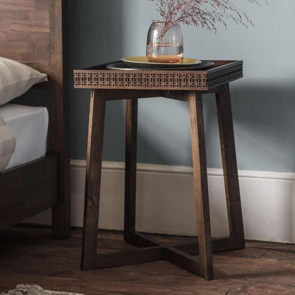 Product photograph of Boho Retreat Chocolate Mango Wood Bedside Table from Choice Furniture Superstore.