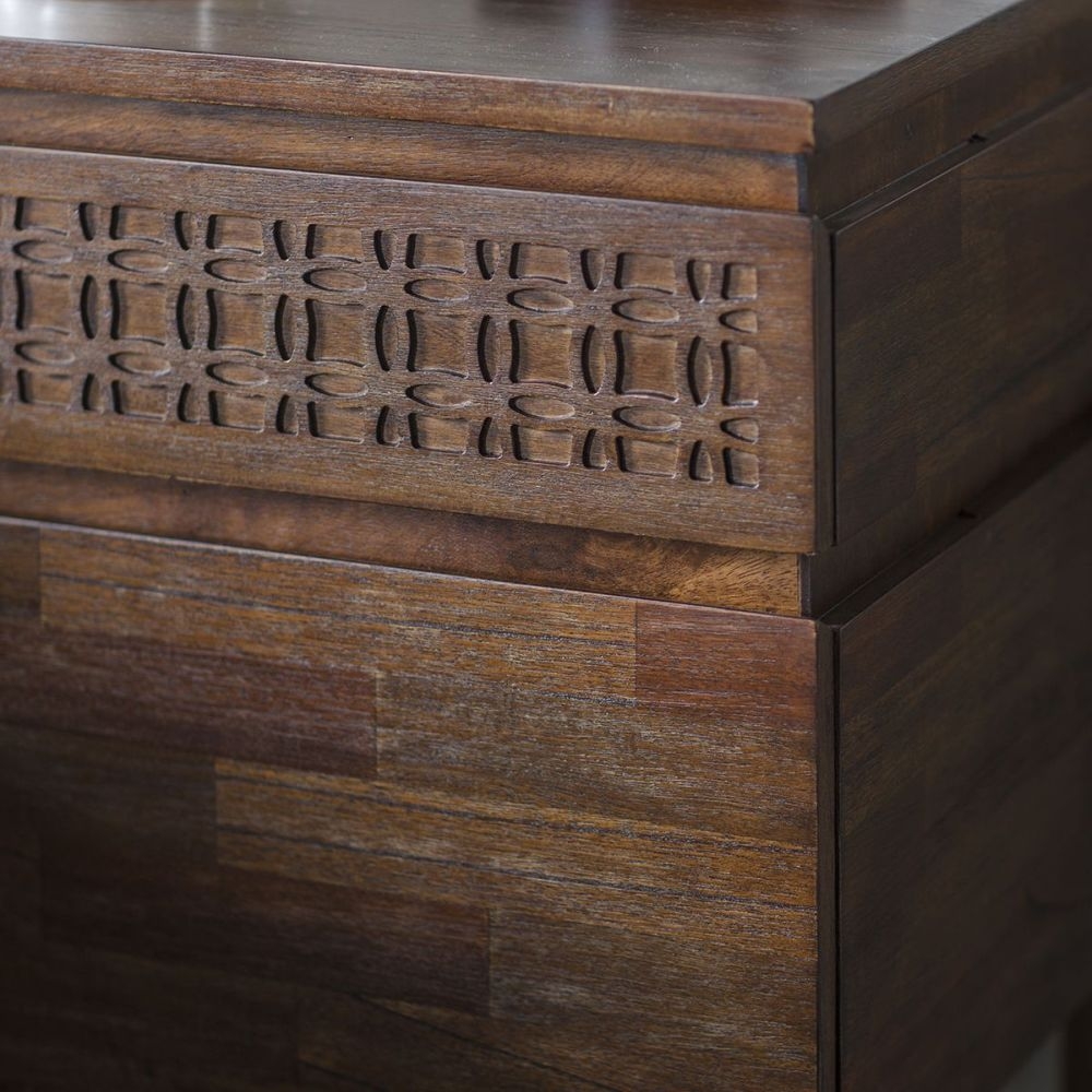 Product photograph of Boho Retreat Chocolate Mango Wood 2 Drawer Bedside Chest from Choice Furniture Superstore.