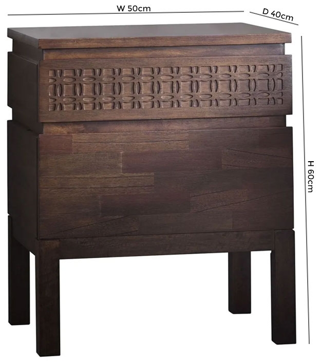 Product photograph of Kingston Retreat Chocolate Mango Wood 2 Drawer Bedside Chest from Choice Furniture Superstore.