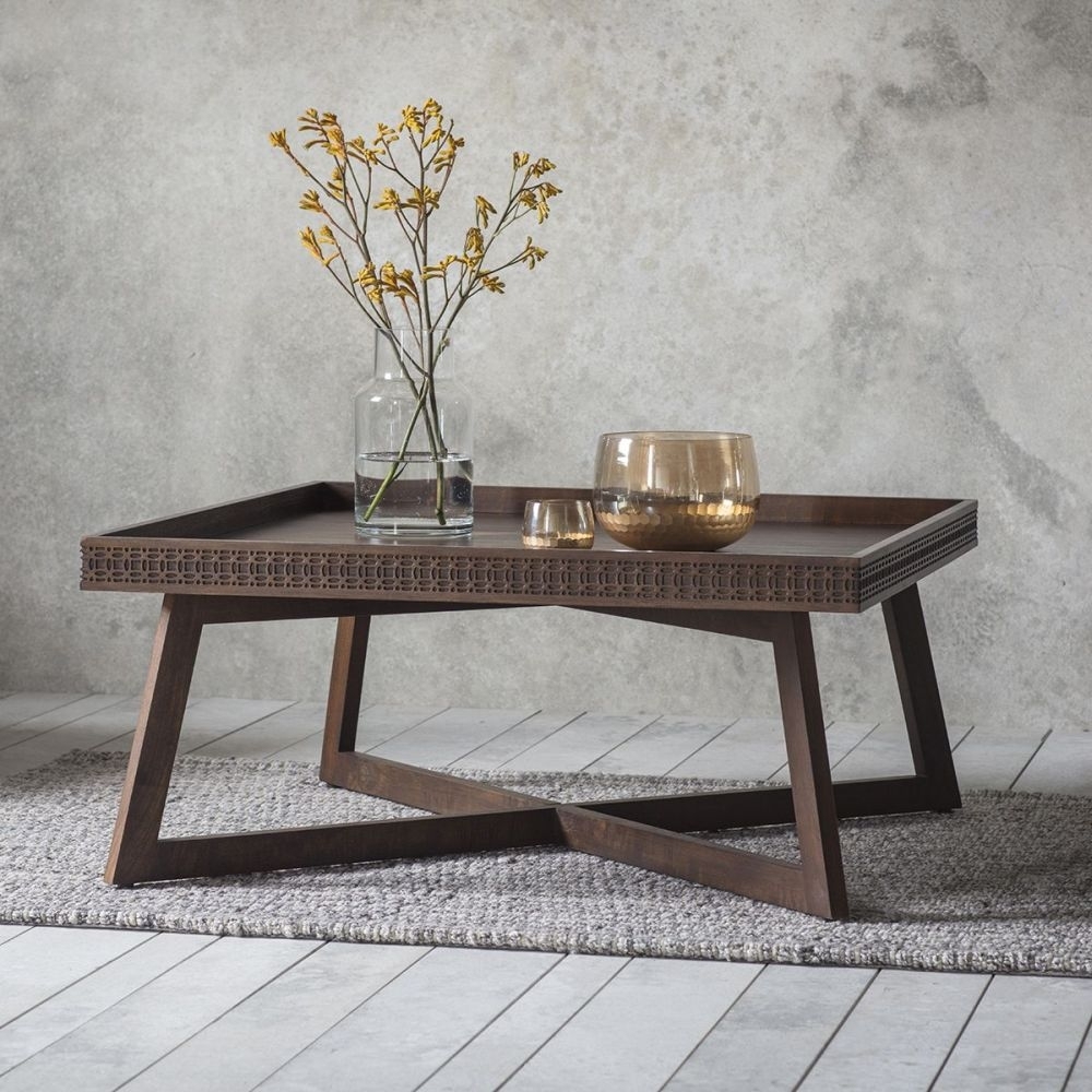 Product photograph of Boho Retreat Chocolate Wood 90cm Square Coffee Table from Choice Furniture Superstore.