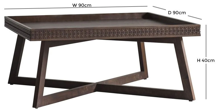 Product photograph of Boho Retreat Chocolate Wood 90cm Square Coffee Table from Choice Furniture Superstore.