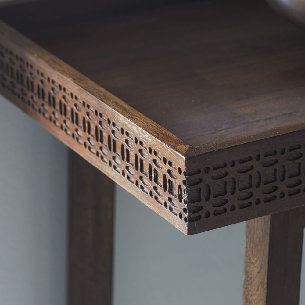 Product photograph of Boho Retreat Chocolate Wood 110cm Console Table from Choice Furniture Superstore.