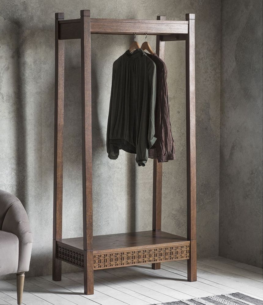 Product photograph of Boho Retreat Chocolate Wood Open Wardrobe from Choice Furniture Superstore.