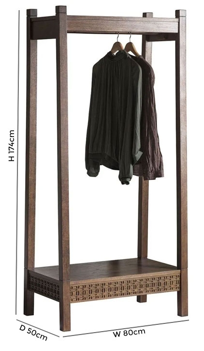 Product photograph of Boho Retreat Chocolate Wood Open Wardrobe from Choice Furniture Superstore.