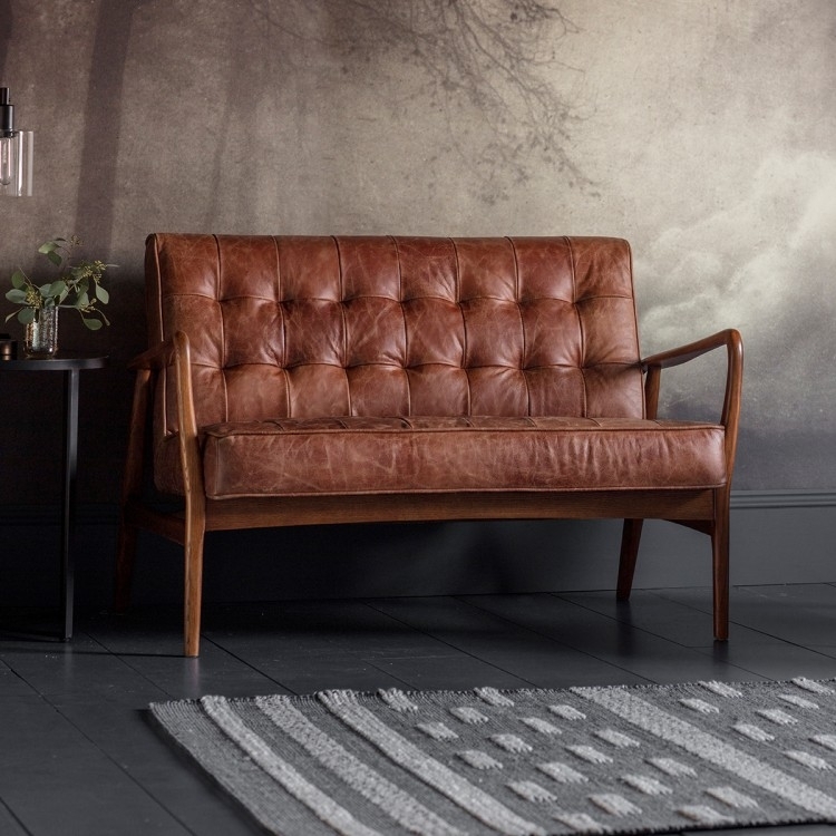 Product photograph of Durham Vintage Brown Leather 2 Seater Sofa from Choice Furniture Superstore.