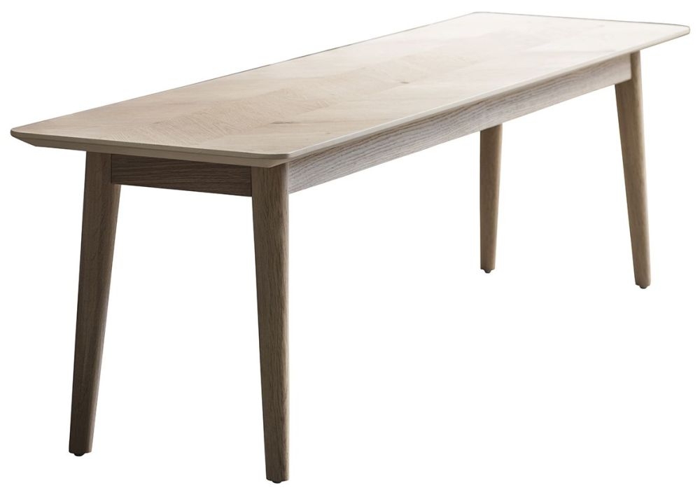 Product photograph of Lancaster Chevron Oak Dining Bench from Choice Furniture Superstore.