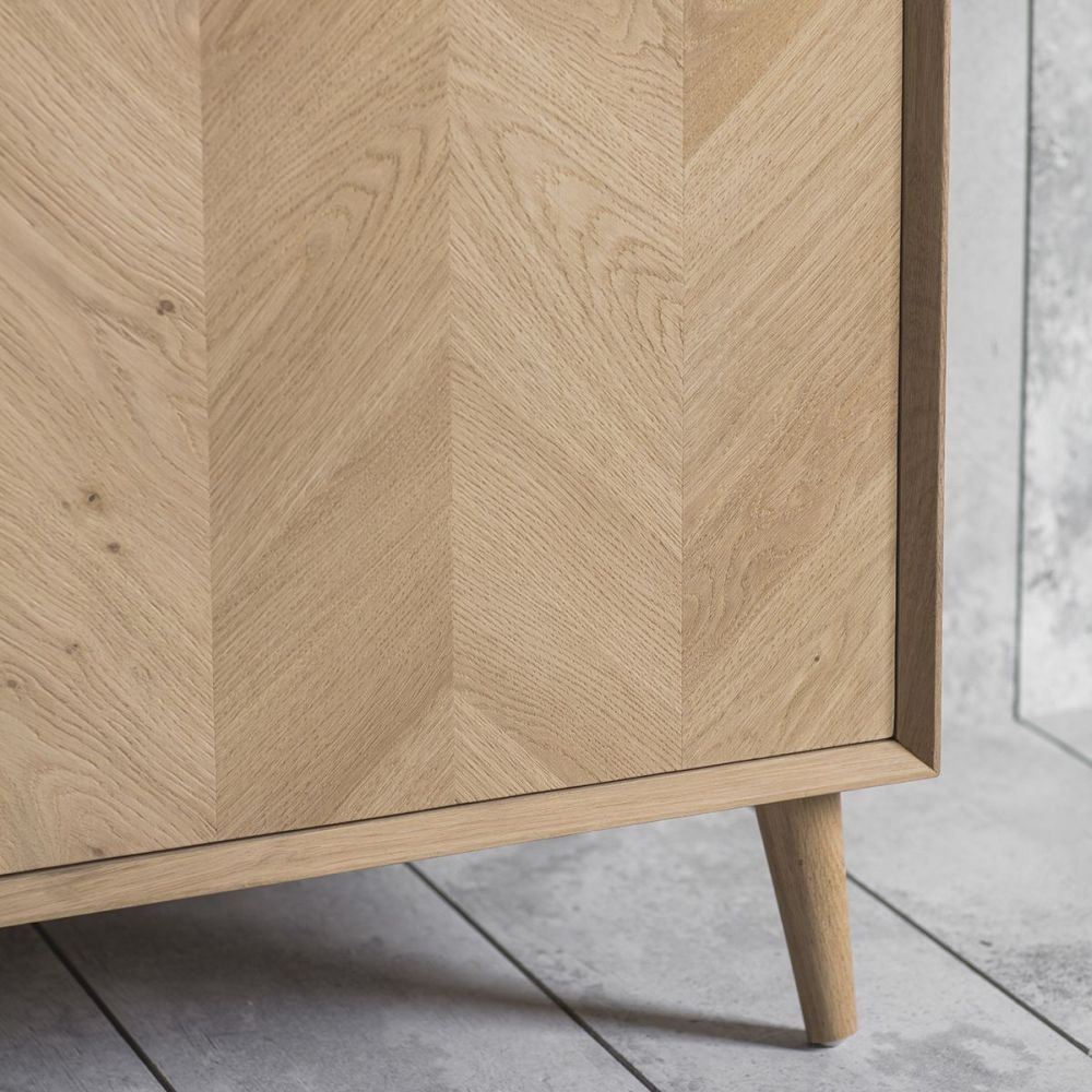 Product photograph of Milano Chevron Oak 2 Door 3 Drawer Large Sideboard from Choice Furniture Superstore.