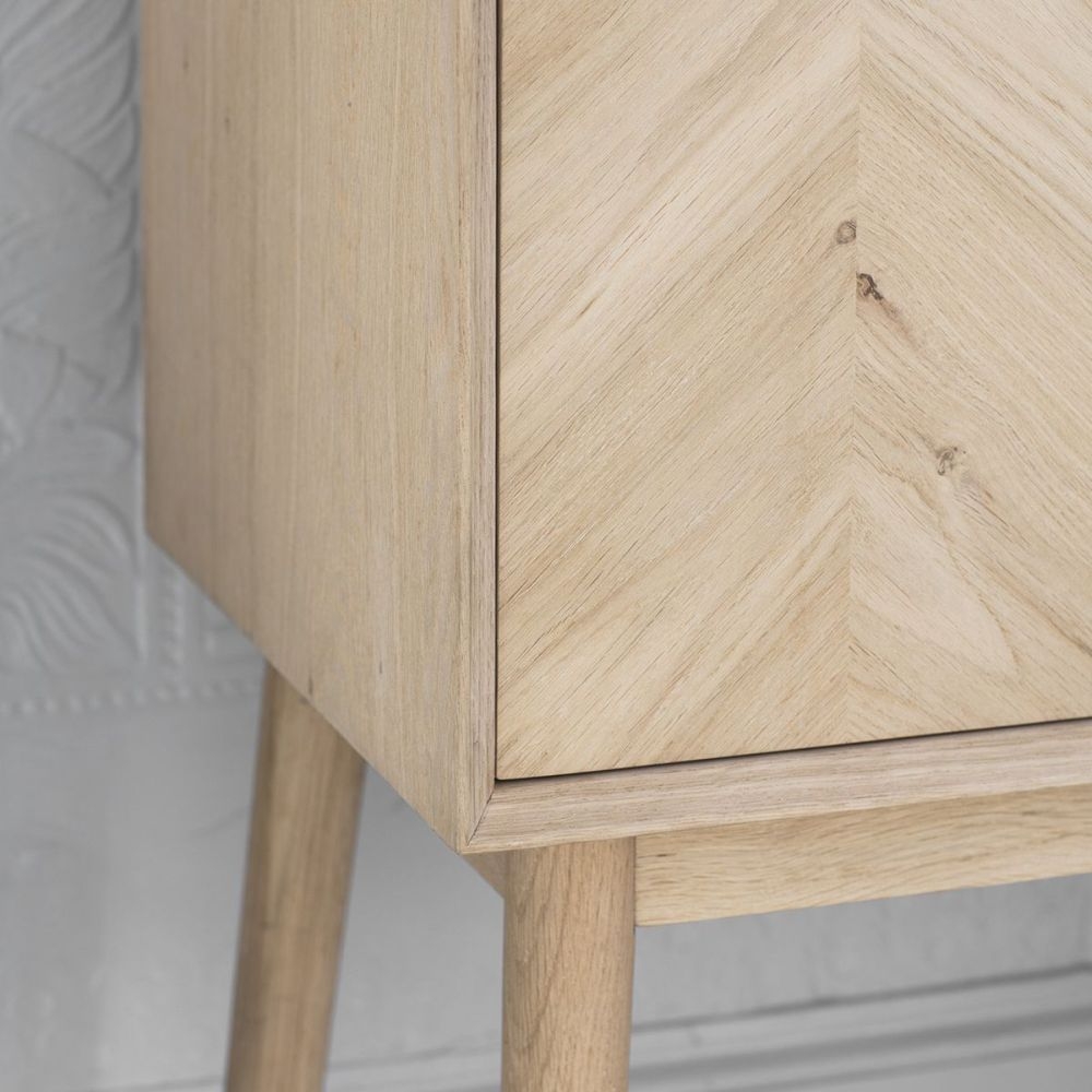 Product photograph of Lancaster Chevron Oak 2 Door Cocktail Cabinet from Choice Furniture Superstore.