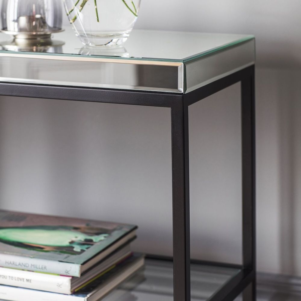 Product photograph of Newport Black And Mirrored Console Table from Choice Furniture Superstore.