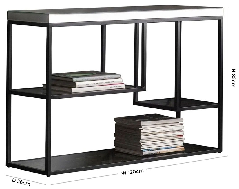 Product photograph of Pippard Black And Mirrored Console Table from Choice Furniture Superstore.