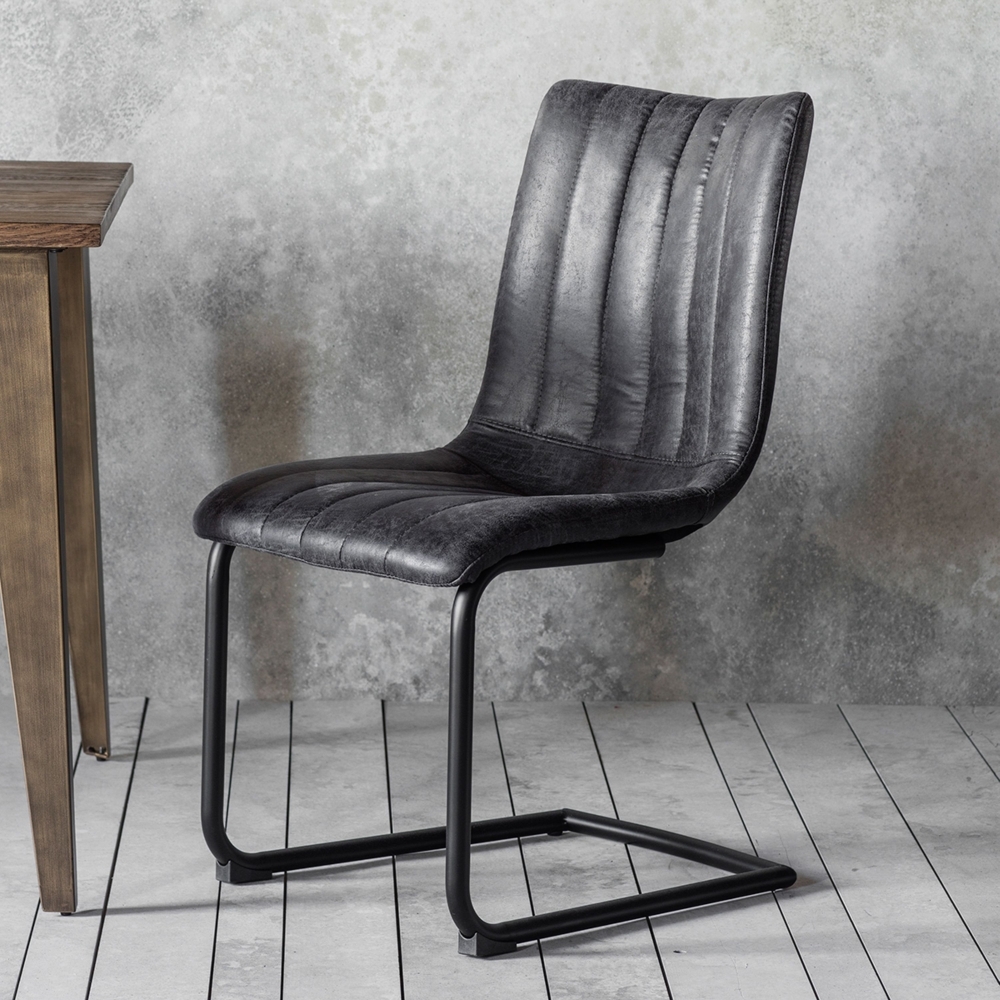 Product photograph of Edington Grey Faux Leather Dining Chair Sold In Pairs from Choice Furniture Superstore.