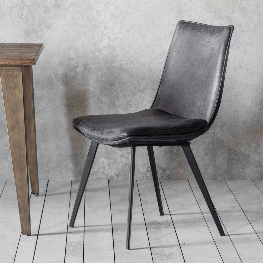 Product photograph of Bath Grey Faux Leather Dining Chair Sold In Pairs from Choice Furniture Superstore.