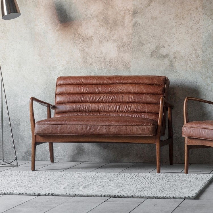 Product photograph of Datsun Vintage Brown 2 Seater Leather Sofa from Choice Furniture Superstore.