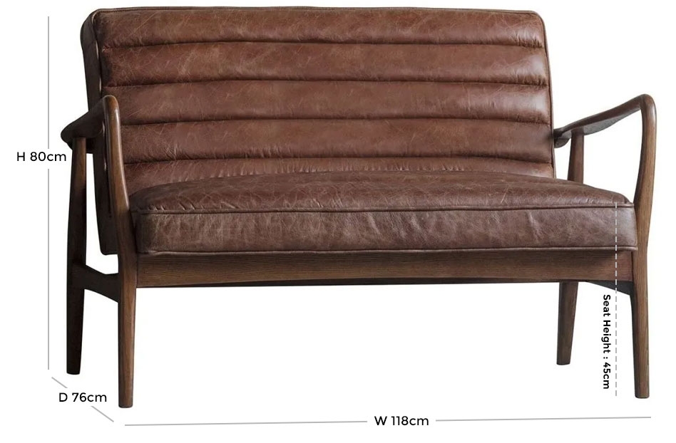 Product photograph of Montpelier Vintage Brown 2 Seater Leather Sofa from Choice Furniture Superstore.