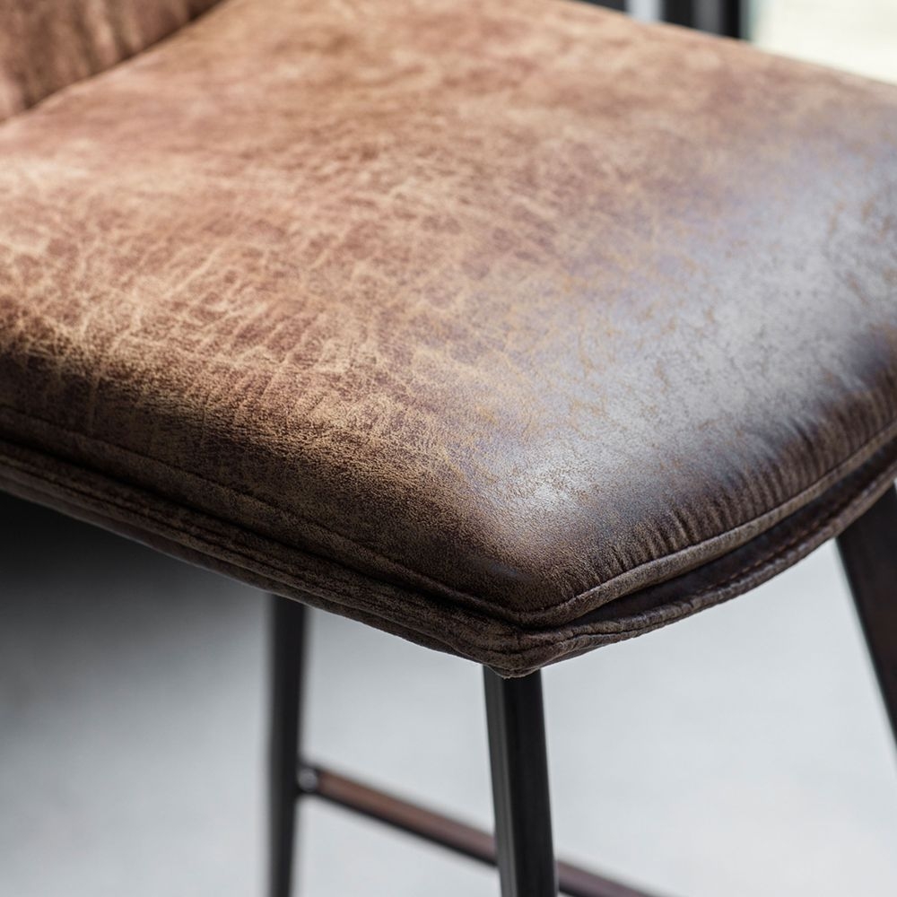Product photograph of Palmer Leather Stool Sold In Pairs - Comes In Brown And Grey Options from Choice Furniture Superstore.
