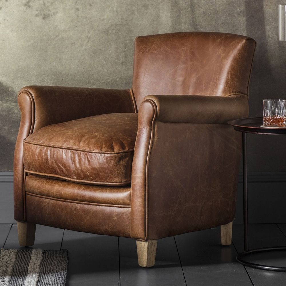 Product photograph of Devon Vintage Brown Leather Chair from Choice Furniture Superstore.