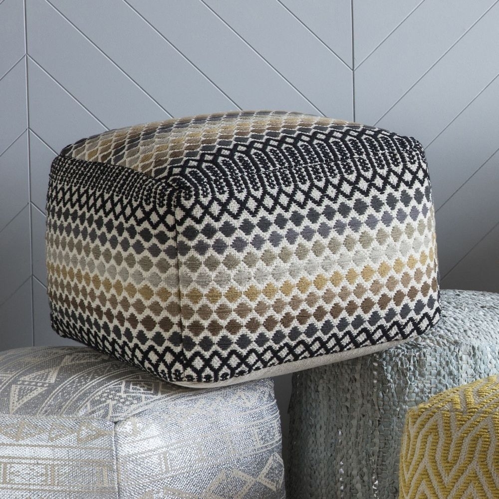 Product photograph of Cohoe Beige Hues Fabric Pouffe from Choice Furniture Superstore.
