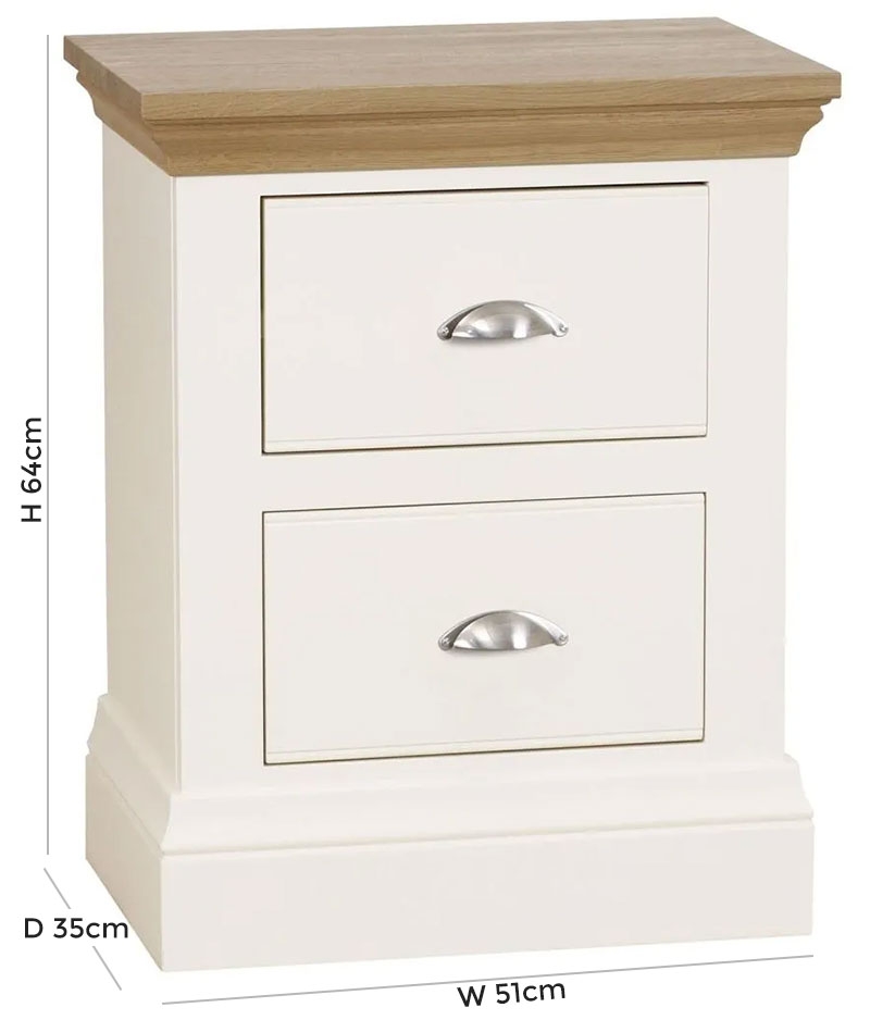 Product photograph of Tch Coelo 2 Drawer Bedside Cabinet - Oak And Painted from Choice Furniture Superstore.