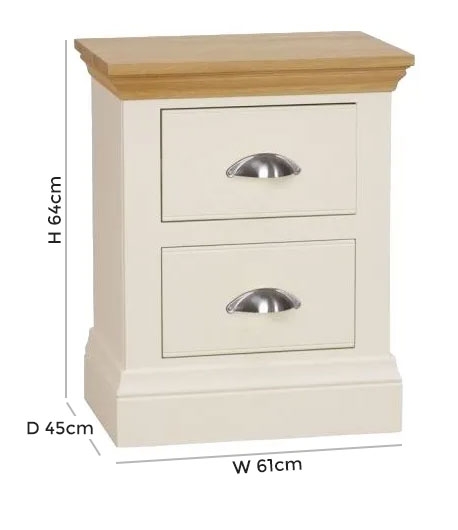 Product photograph of Tch Coelo 2 Drawer Large Bedside Cabinet - Oak And Painted from Choice Furniture Superstore.