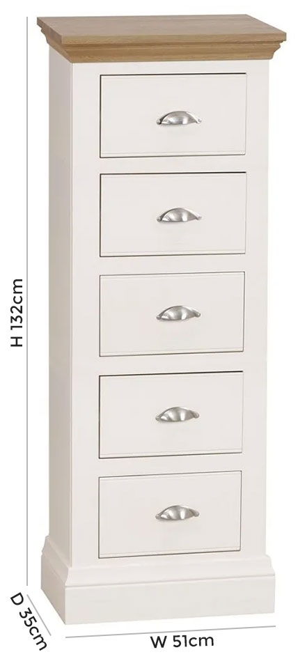 Product photograph of Tch Coelo 5 Drawer Chest - Oak And Painted from Choice Furniture Superstore.
