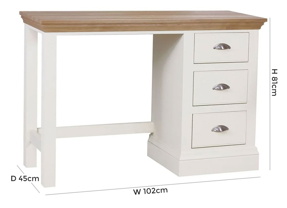 Product photograph of Tch Coelo Single Pedestal Dressing Table - Oak And Painted from Choice Furniture Superstore.