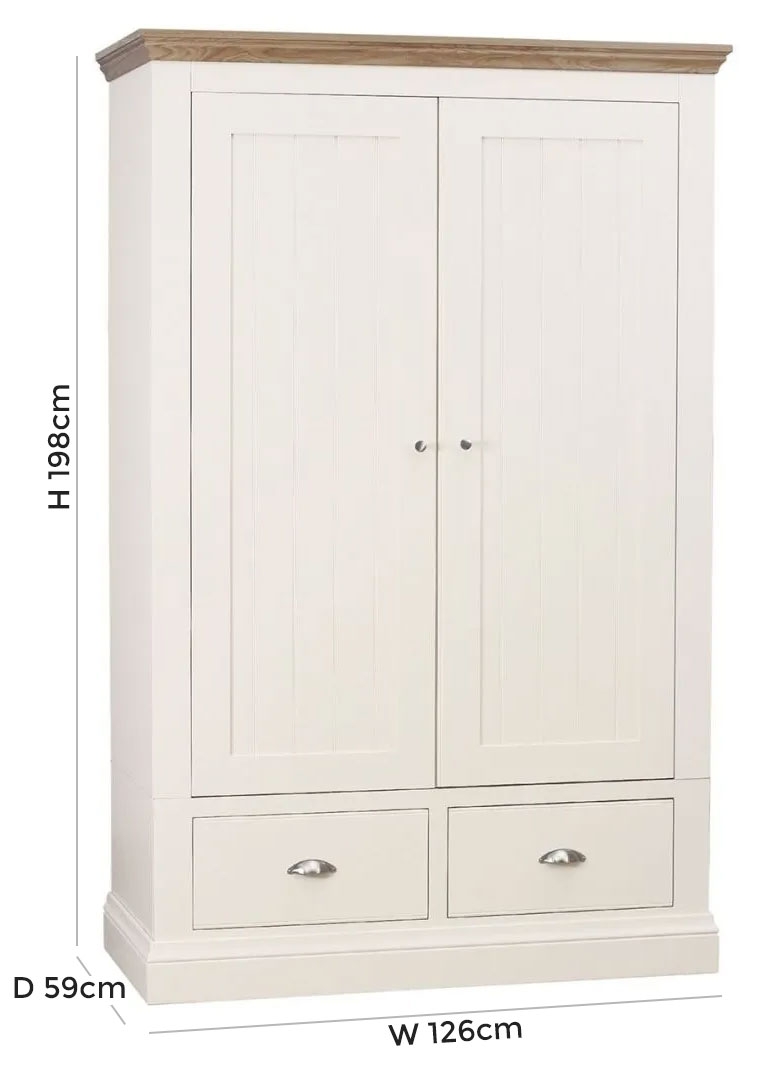 Product photograph of Tch Coelo 2 Door 2 Drawer Wardrobe - Oak And Painted from Choice Furniture Superstore.