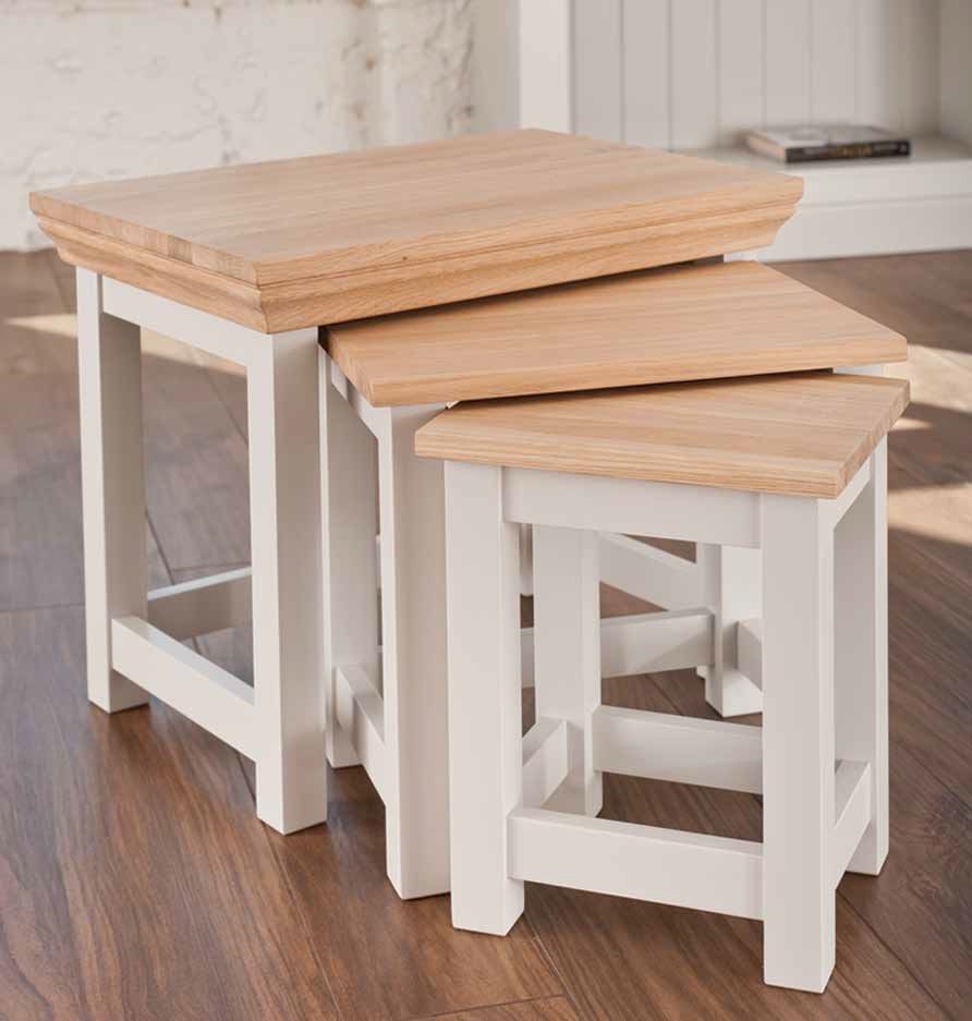Product photograph of Tch Coelo Nest Of Tables - Oak And Painted from Choice Furniture Superstore.