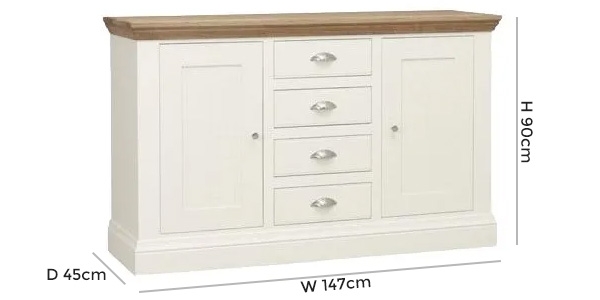 Product photograph of Tch Coelo 2 Door 4 Drawer Medium Sideboard - Oak And Painted from Choice Furniture Superstore.