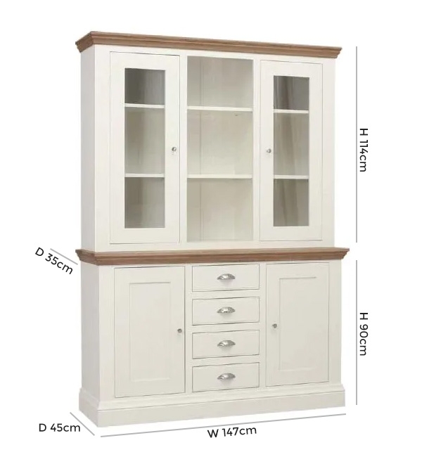 Product photograph of Tch Coelo 4 Door Combi Medium Dresser - Oak And Painted from Choice Furniture Superstore.