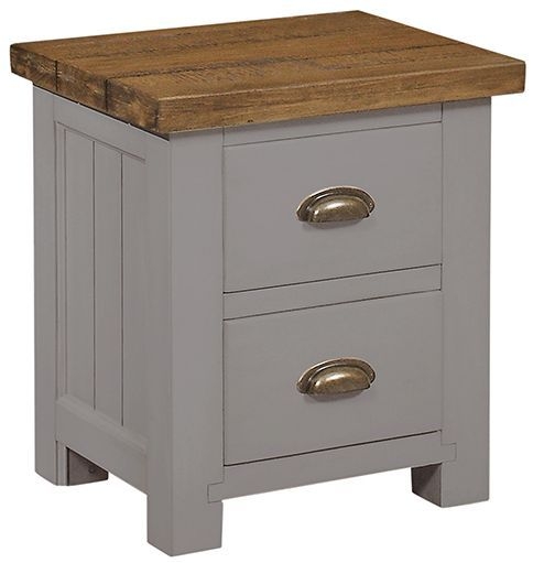 Product photograph of Regatta Grey Painted Pine Bedside Cabinet 2 Drawers from Choice Furniture Superstore.