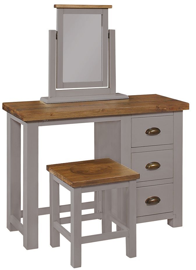 Product photograph of Regatta Grey Painted Pine Dressing Table - 3 Drawers Single Pedestal from Choice Furniture Superstore.