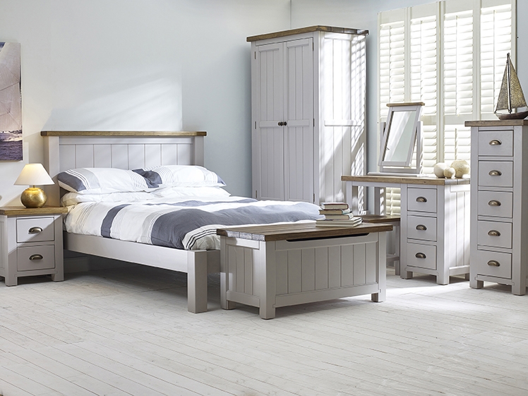 Product photograph of Regatta Grey Painted Pine Ottoman Storage Box For Blanket Storage In Bedroom from Choice Furniture Superstore.