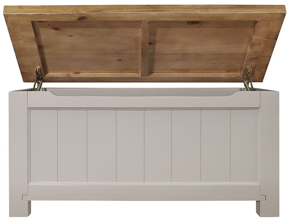 Product photograph of Regatta Grey Painted Pine Ottoman Storage Box For Blanket Storage In Bedroom from Choice Furniture Superstore.